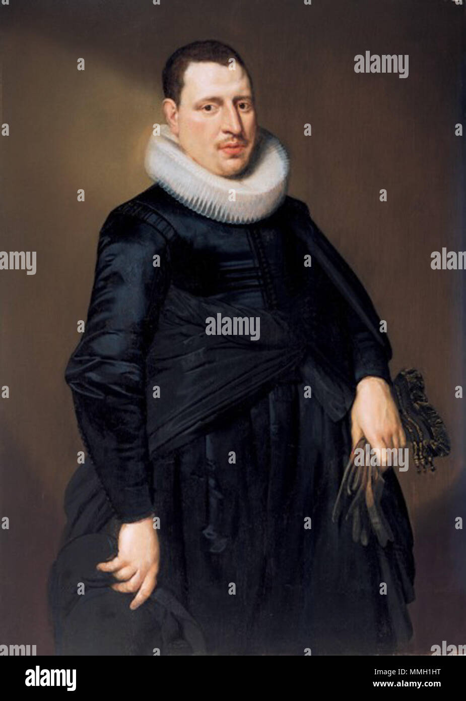 . Englisch: Porträt eines Mannes Nederlands: Portret van een echtgenoot Portret van een Mann. um 1600. Cornelis Van Der Voort - Portret van een Mann Stockfoto