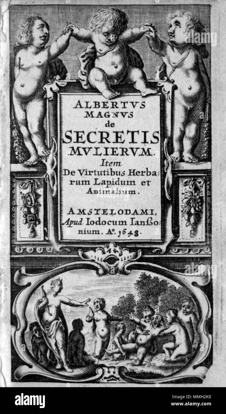 . Albertus Magnus: De Secretis Mulierum, 1648. . Januar 2008. McLeod 32 Albertus De Secretis Mulierum Titel Stockfoto