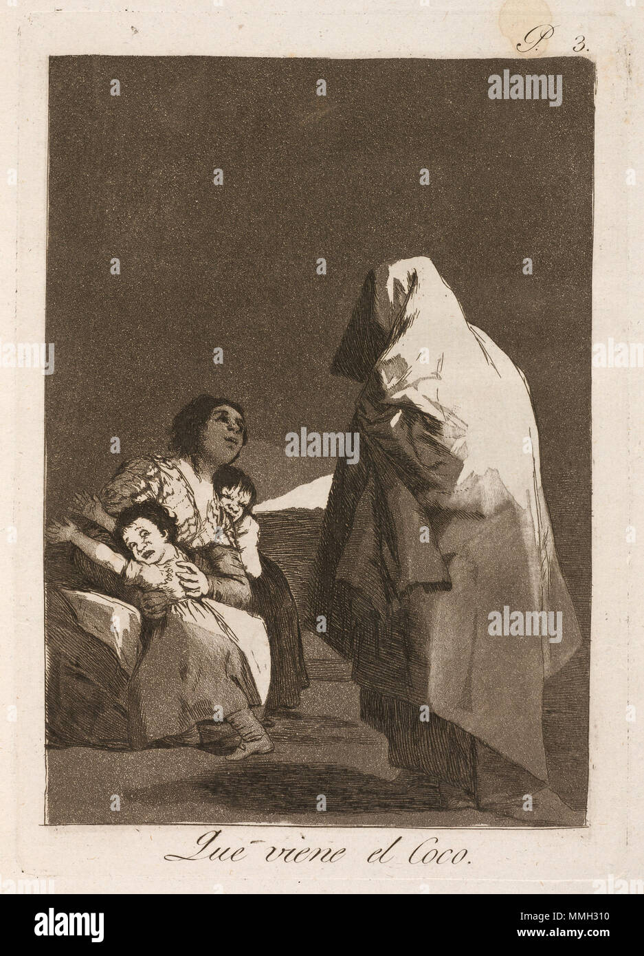 Francisco de Goya, Que viene el Coco (Hier kommt die Bogey-Man), Spanisch, 1746 - 1828, veröffentlicht 1799, Radierung und Aquatinta, brüniert Rosenwald Collection Goya - Que viene el Coco (Hier kommt die Bogey-Man) Stockfoto