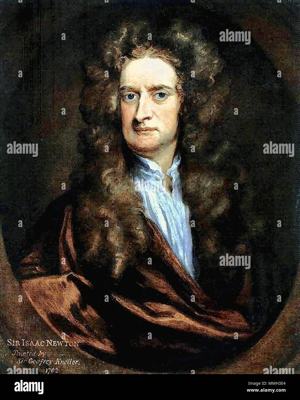 Portrait von Sir Isaac Newton. 1702. Sir Isaac Newton 1702 Stockfoto