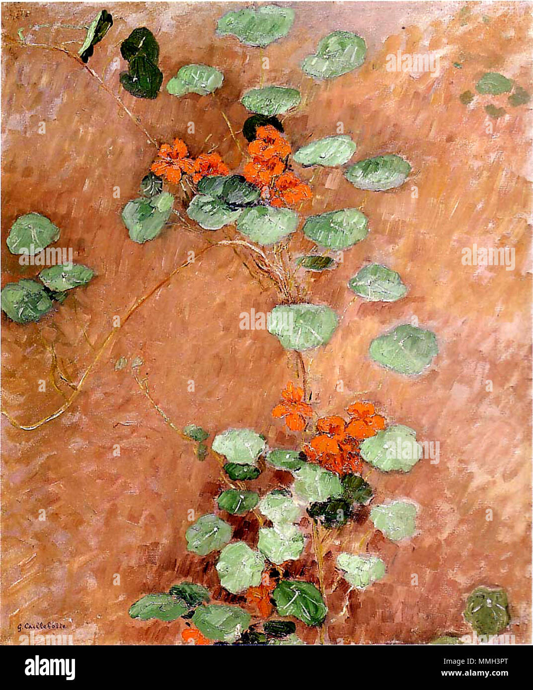 . Englisch: Nasturces (1892) collection Privée. Français: Capucines (1892), Sammlung privée. 日本語: 金蓮花 （1892）. Okzitanisch: Nasturces (1892) collection Privée. Türkçe: Nasturces (1892) Özel Koleksiyon. Gustave Caillebotte (1848-1894) Alternative Namen Gustav Caillebotte; Caillebotte Beschreibung Französische Maler, Kunstsammler, Mäzen, Philatelisten, Marine Architekten und sailor Datum der Geburt / Tod 19. August 1848 21. Februar 1894 Ort der Geburt / Todes Paris Gennevilliers Arbeit Periode zwischen 1863 und 1893 Arbeiten Standort Paris, Petit-Gennevilliers, Yerres, Honfleur (1880-1889), Trouville-sur Stockfoto