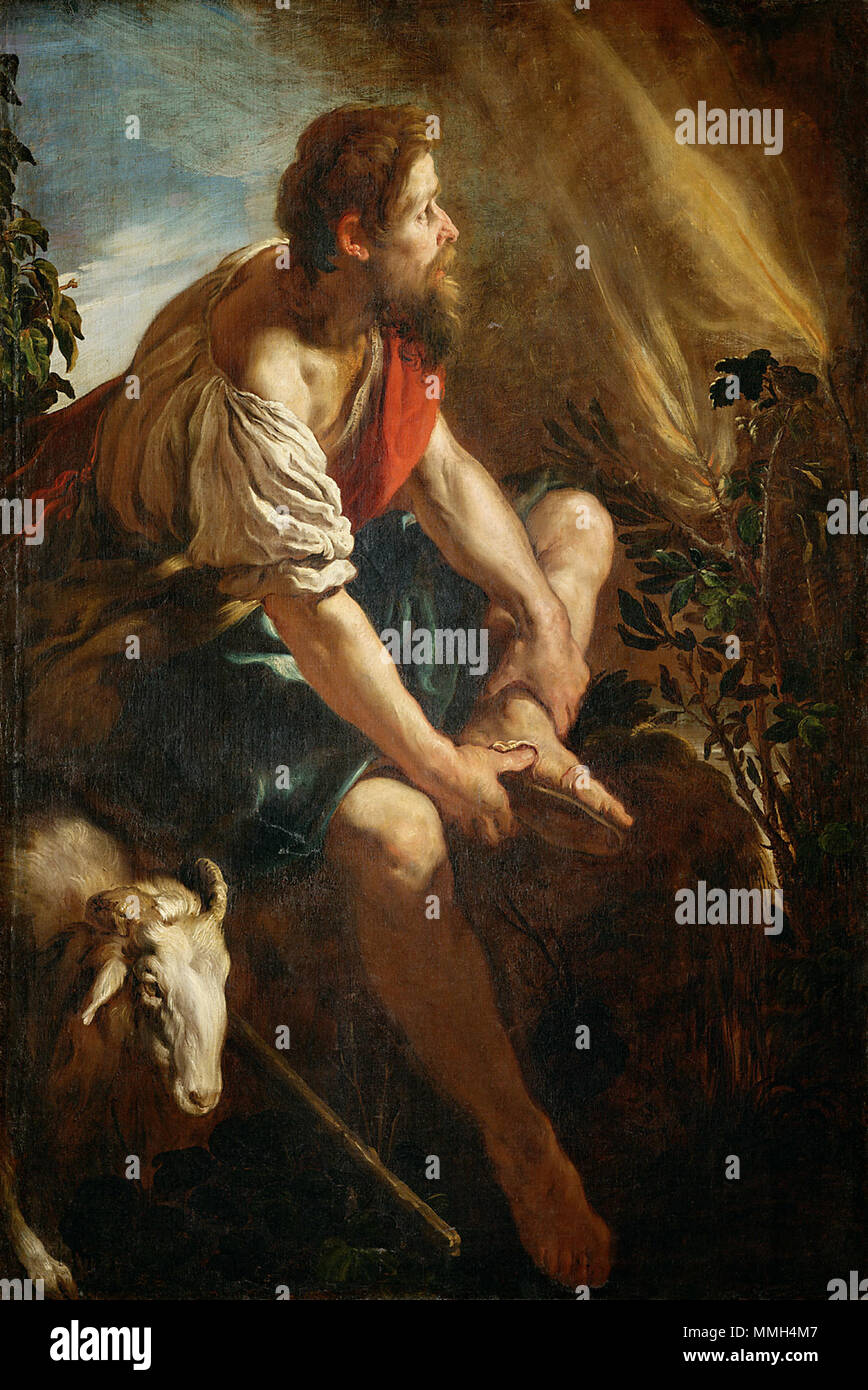 Mose vor dem brennenden Dornbusch. zwischen ca. 1613 und ca. 1617. Domenico Fetti004 Stockfoto