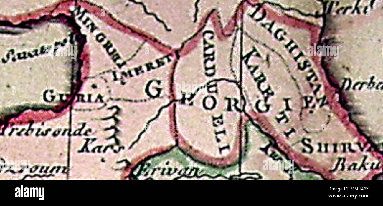 . Englisch: Kartli und anderen georgischen Staaten im 18. Jahrhundert. Aus einer Karte von Jean Clouet, 1767 Detail. . 24. Mai 2006. Jean Clouet 1767 Clouet Georgie 1767 Stockfoto