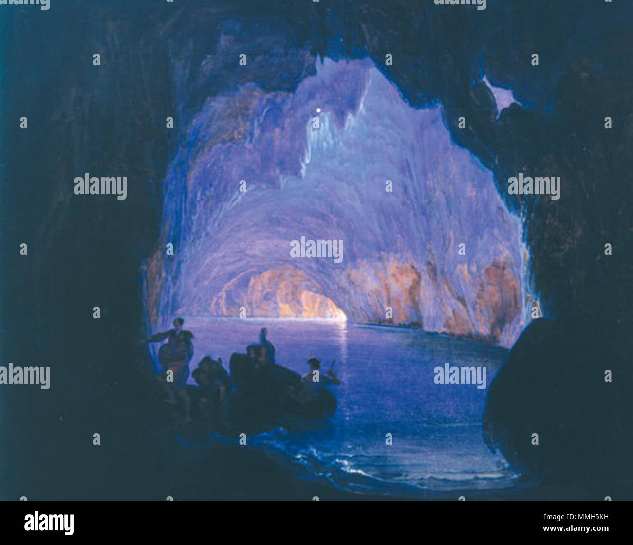 Die Blaue Grotte auf Capri. 1835. Heinrich Jakob gebraten - Blaue Grotte auf Capri Sterben Stockfoto