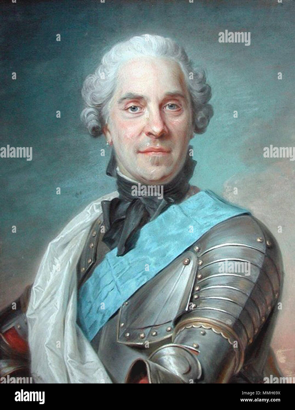 English: Porträt Hermann Moritz Graf von Sachsen Englisch: Portrait von Maurice de Saxe (1696-1750), Marschall von Frankreich. ca. 1748. MarechalMauricedeSaxedeLaTour Stockfoto