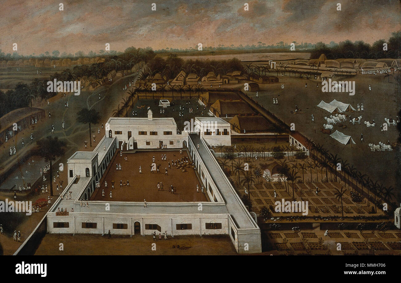 . Anhänger der Datei: Niederländische Grachtenhaus war Fabrik in Hoegly (Hugli-Chuchura, Bengalen) (Hendrik van Schuylenburgh, 1665).jpg Niederländisch Plantage in Bengalen. 1665. Hendrik van Schuylenburgh002 Stockfoto