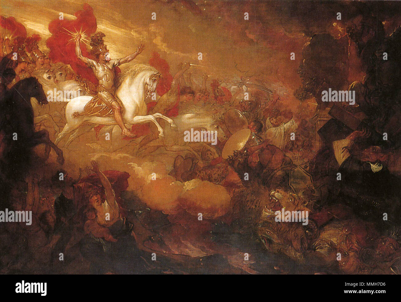 . Englisch: Religion: NT. Englisch: Zerstörung von das Tier und der falsche Prophet. 1804. Benjamin West - Zerstörung von das Tier und der falsche Prophet Stockfoto