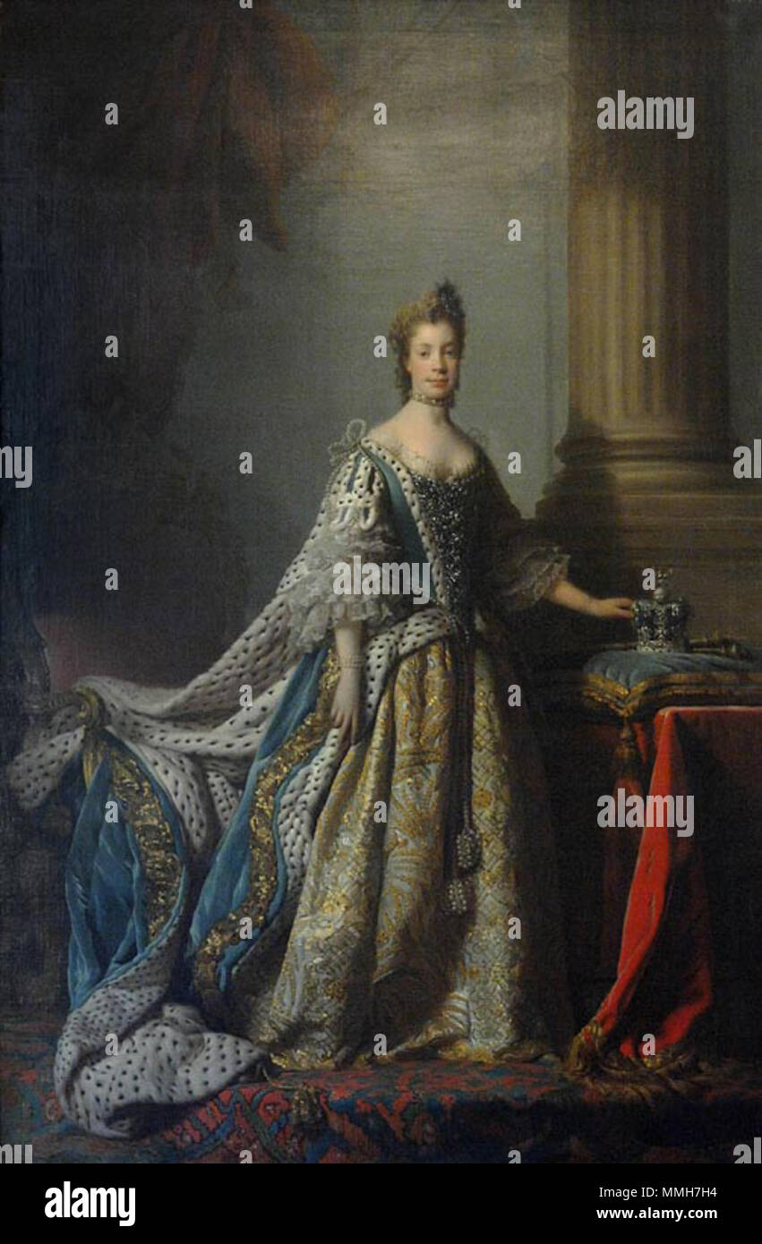 Britische Regierung Gemälde Charlotte Sophia von Mecklenburg-Strelitz, Königin von König George III. Vermutlich 1760. Allan Ramsay (nach) - Charlotte Sophia von Mecklenburg-Strelitz (Staatliche Kunstsammlung) Stockfoto