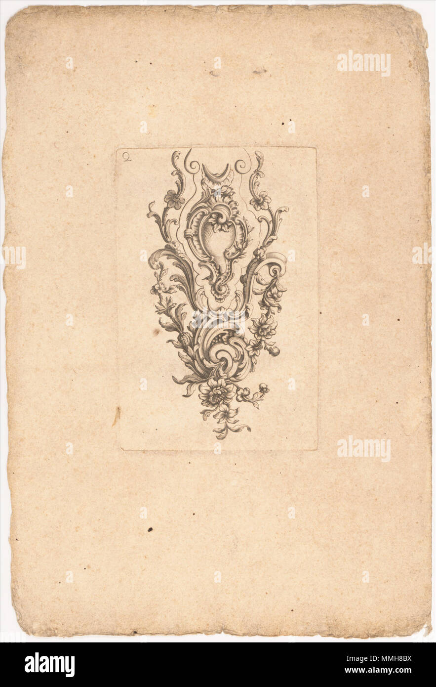 Gilles Demarteau (Französisch, Lüttich 1722 - 1776 Paris) Neunzehn ornamentalen Gravuren für Feuerwaffen Dekoration, Ca. 1750 Französisch, Tinte auf Papier; 10 ¼ Zoll (26cm) x 6 ¾ in. (17,1 cm) ca. jeder das Metropolitan Museum of Art, New York, Kauf, Geschenk von Russell B. Aitken, durch Austausch, 2006 (2006.350.1-.19) http://www.metmuseum.org/Collections/search-the-collections/34812 Gilles Demarteau - Nouveaux Ornemans D'Arquebuseries Stockfoto