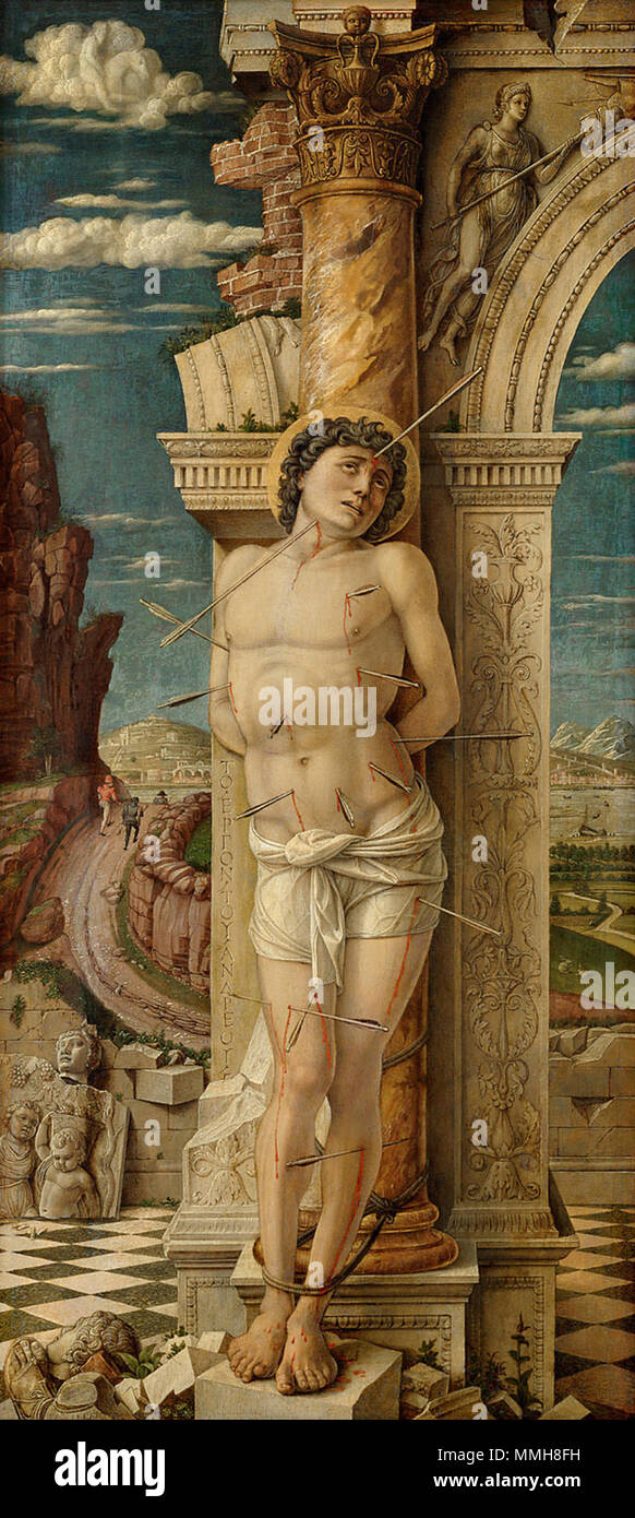 English: Hl. Sebastian Englisch: Saint Sebastian. ca. 1470. Andrea Mantegna 089 b Stockfoto