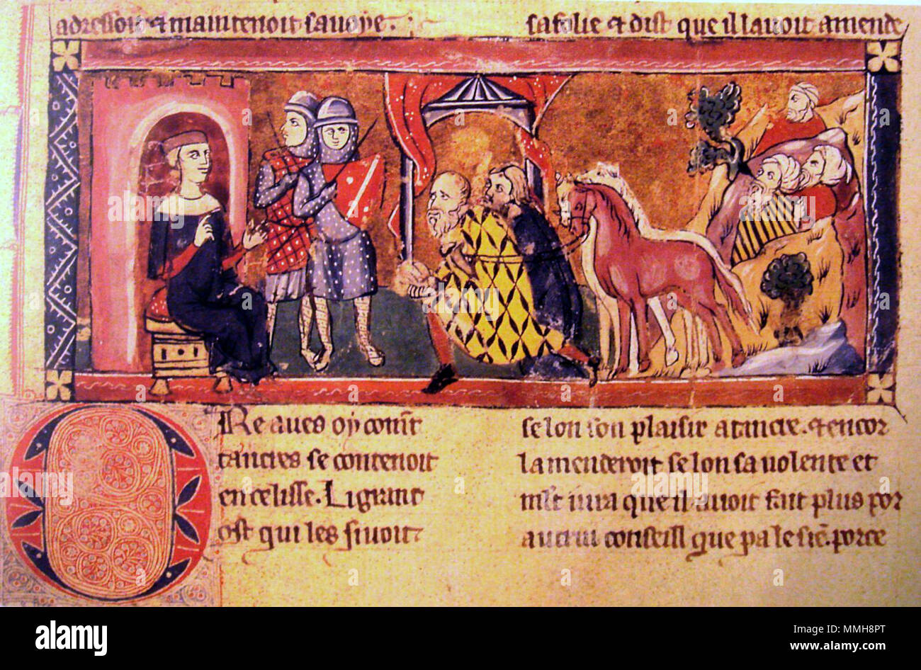 . Tancrède et les envoyés ciliciens. 1286. Guillaume de Tyr BaudouinDeBoulogneAndThe Armenier Stockfoto