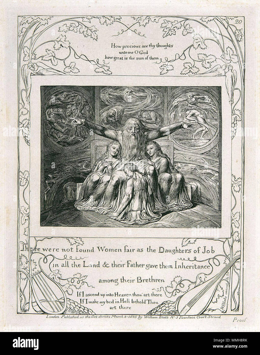 . 20 Drucken von William Blakes Illustrationen des Buches Ijob. 1826. William Blake (1757 - 1827) Alternative Namen W. Blake; Uil" iam Bleik Beschreibung britische Maler, Dichter, Schriftsteller, Theologe, Sammler und Graveur Geburtsdatum / Tod 28. November 1757 12. August 1827 Ort der Geburt / Todes Broadwick Street Charing Cross Standort London Authority control: Q 41513 VIAF:?:? ISNI 54144439 0000 0001 2096 135 X ULAN:?? n 500012489 LCCN: 78095331 NLA:? 35019221 WorldCat Blake Job 20. Stockfoto