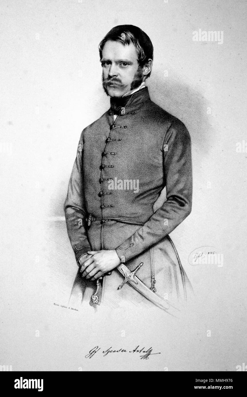 . English: Anton Graf Szeczen (1819-1896), ungarischer Staatsmann, Tenn. Lithographie von Franz Eybl, 1846. 1846. Franz Eybl (1806-1880) Anton Szeczen Litho Stockfoto