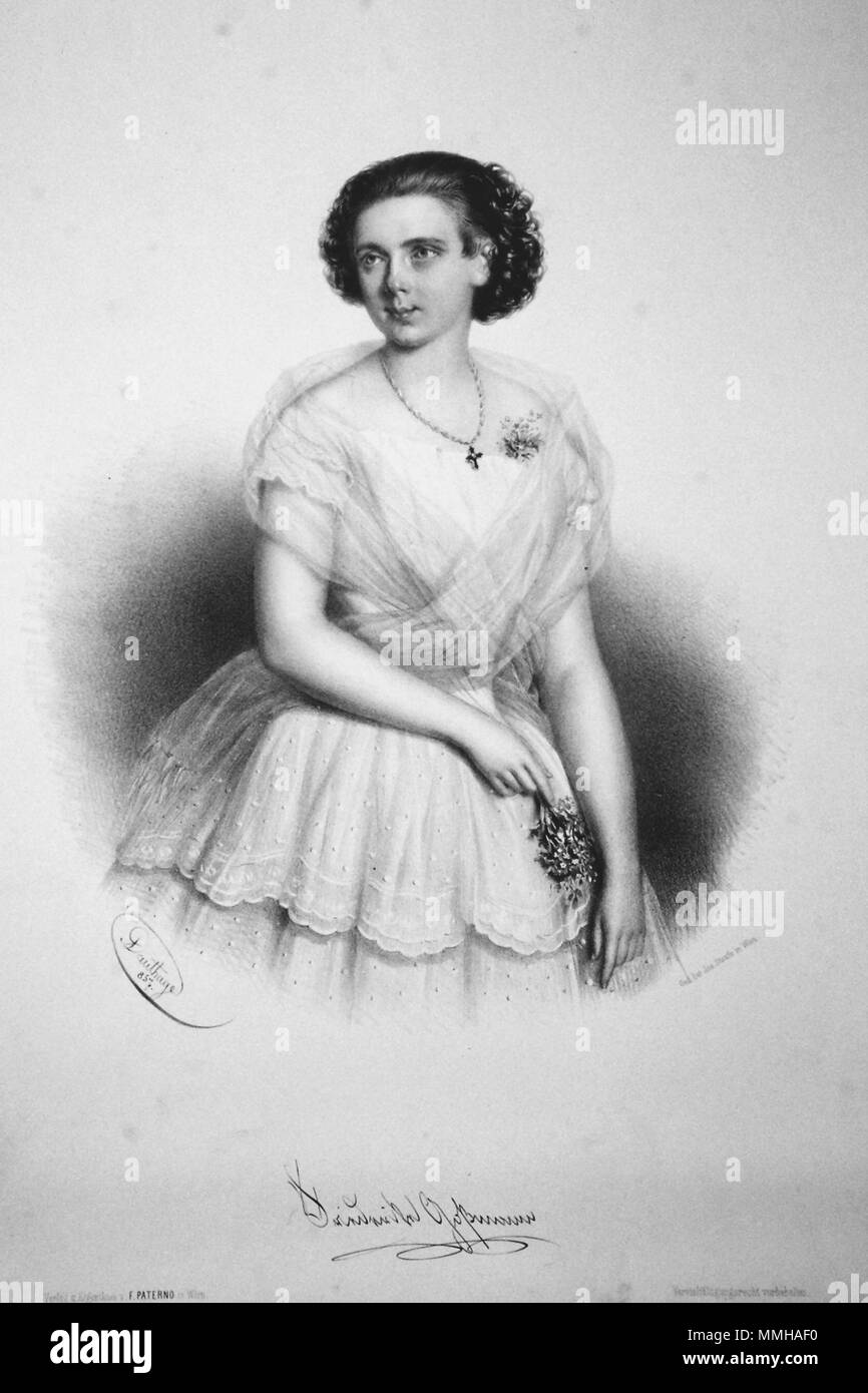 . English: Friederike Gossmann (1838-1906), deutsche Plant. Lithographie von Adolf Dauthage, 1857. 1857. Adolf Dauthage (1825-1883) Friederike Gossmann Litho, 02. Stockfoto