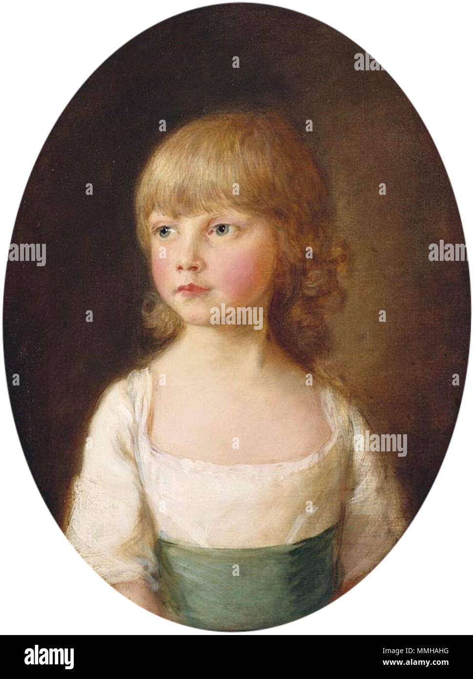. Français: Portrait de la princessse Sophia, agée de 5 ans Gainsborough - Prinzessin Sophia, 1782 Stockfoto