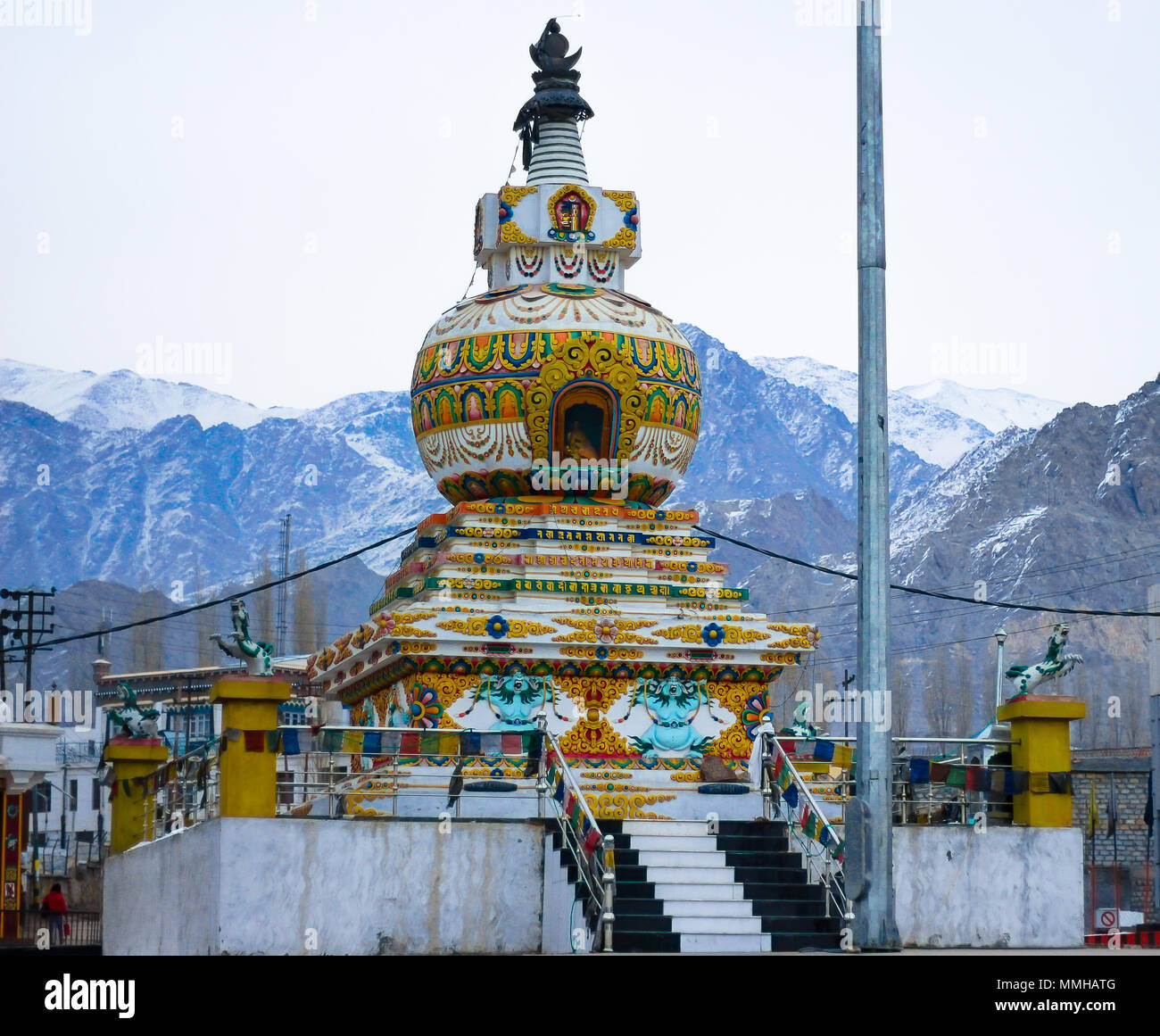 Shanti Stupa - Es ist die spirituelle Ort Stadt in Leh, Ladakh befindet. Stockfoto
