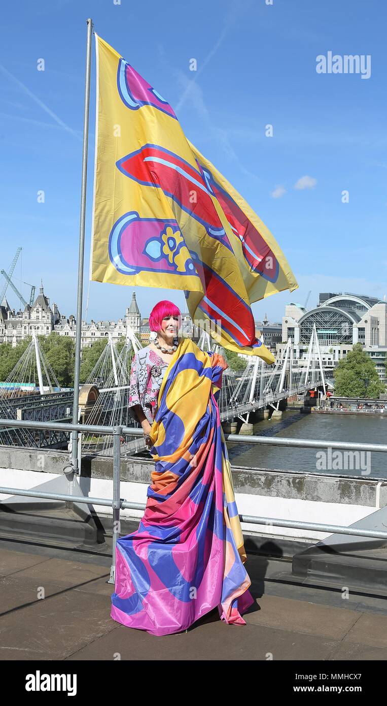 Zandra Rhodes auf dem Dach an der Southbank Centre Stockfoto