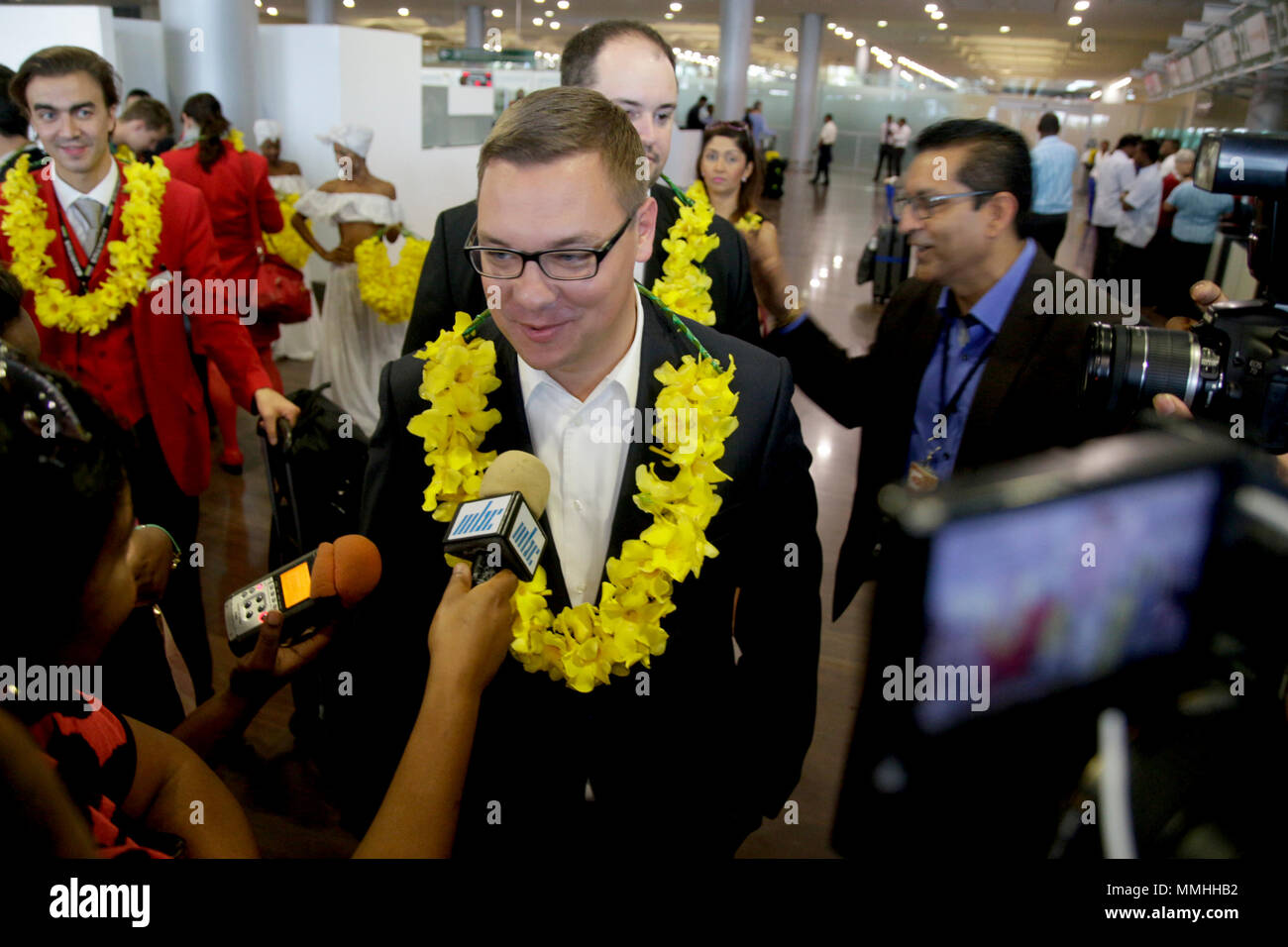 Austrian Airlines startet Flug nach Mauritius Stockfoto