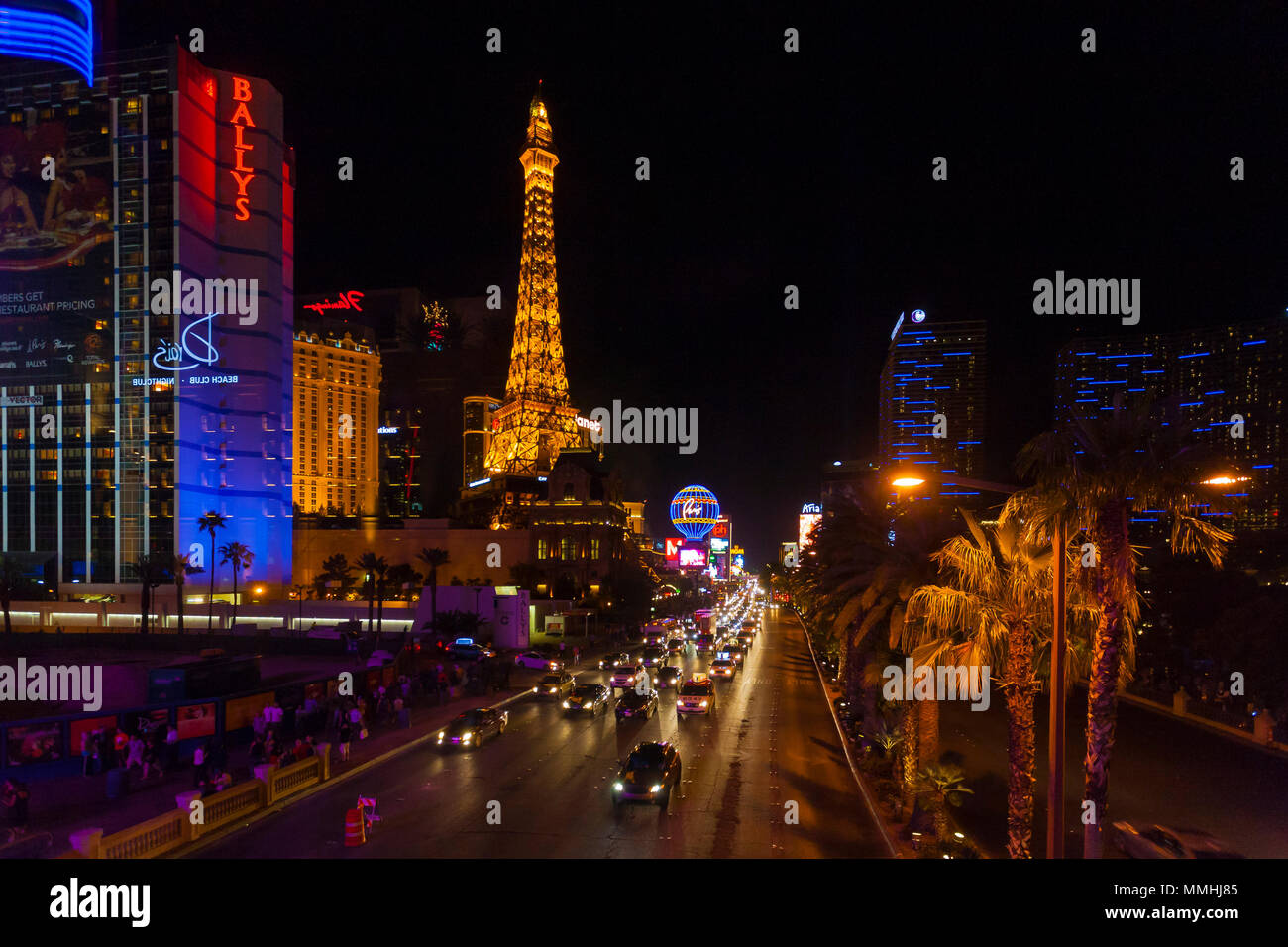 Nacht Szene von Las Vegas Boulevard bei Nacht auf dem Las Vegas Strip im Paradies, Nevada Stockfoto