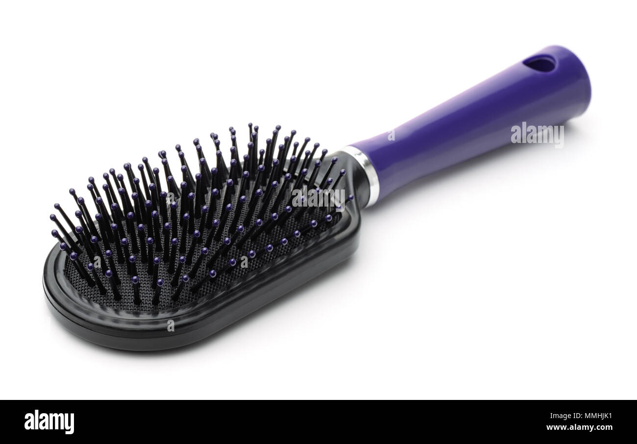 Kunststoff Haar Bürste isoliert auf weißem Stockfoto