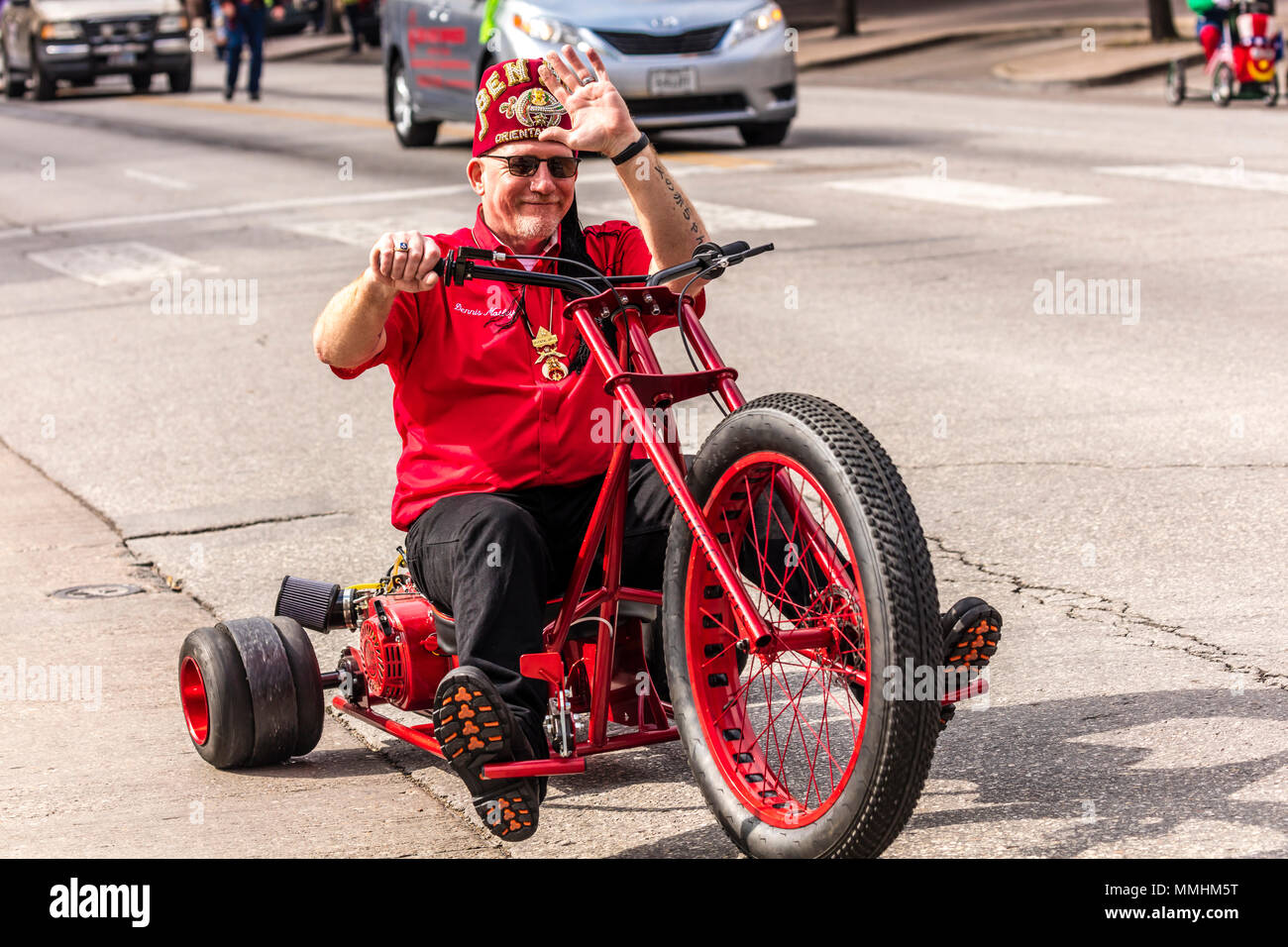 März 3, 2018 - AUSTIN Texas - Shriners feiern Texas Independence Day Parade auf der Congress Avenue an der jährlichen Parade zum Texas Capitol. Eine offizielle staatliche Feiertag, der Tag feiert Texas Erklärung der Unabhängigkeit von Mexiko am 2. März 1836 Stockfoto