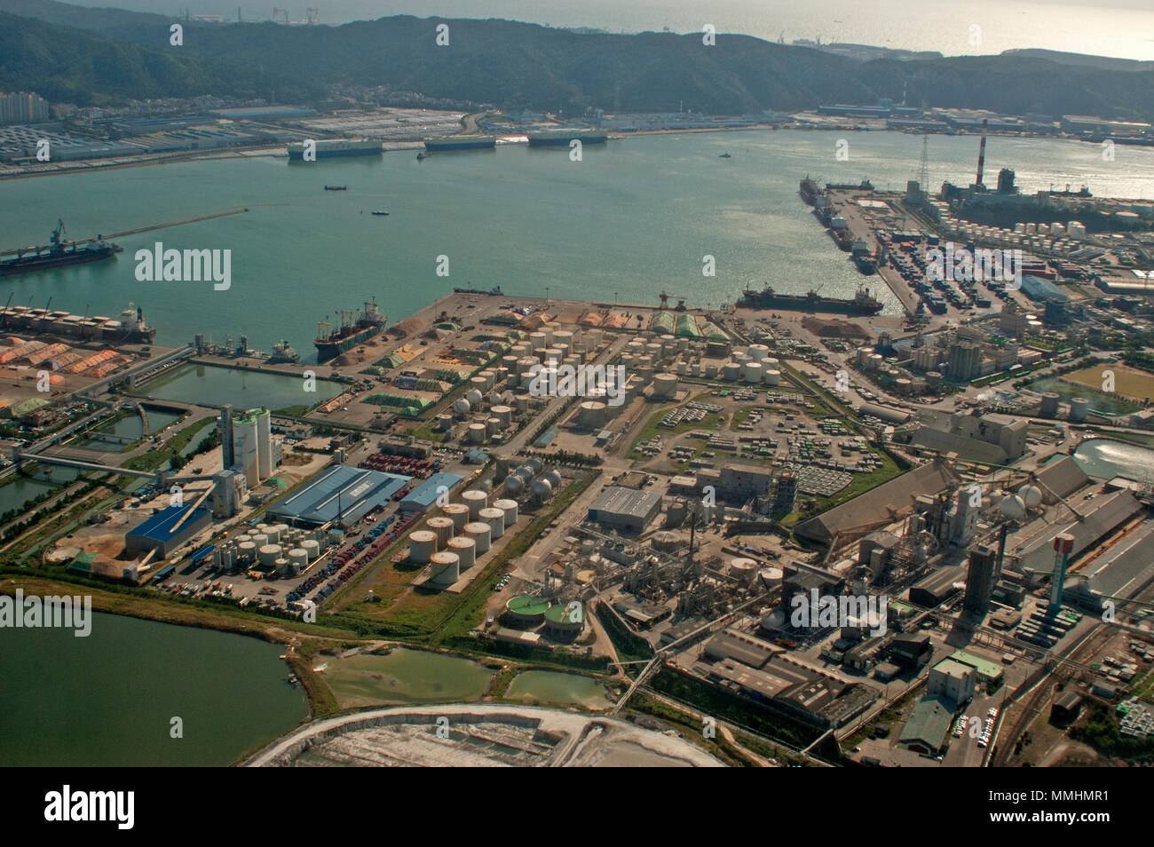 Luftaufnahme eines Industriekomplexes in Ulsan, Südkorea Stockfoto