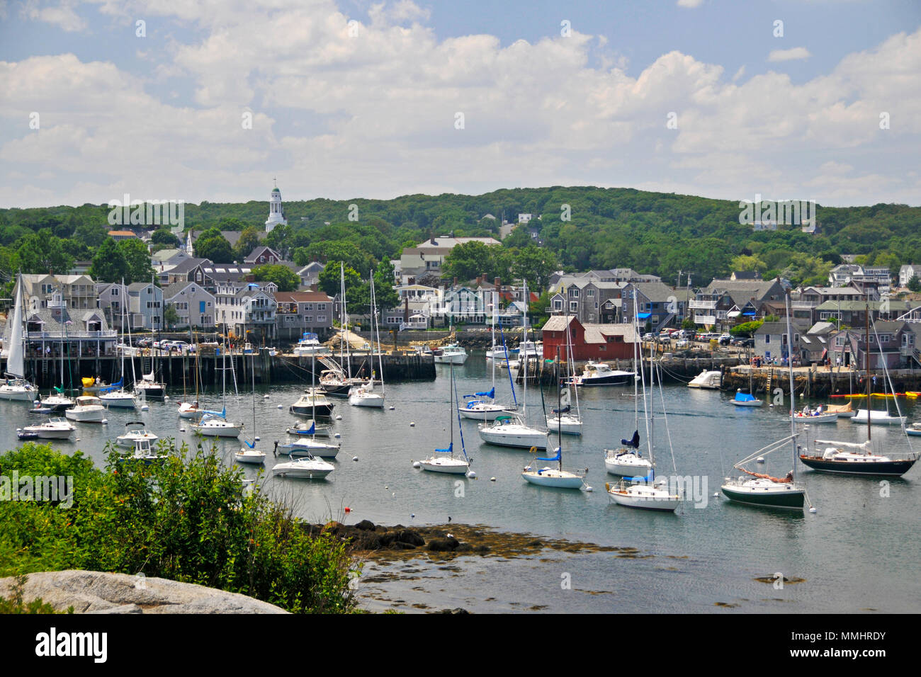 Boote angedockt an Rockport Harbour, Rockport, Massachusetts, USA Stockfoto