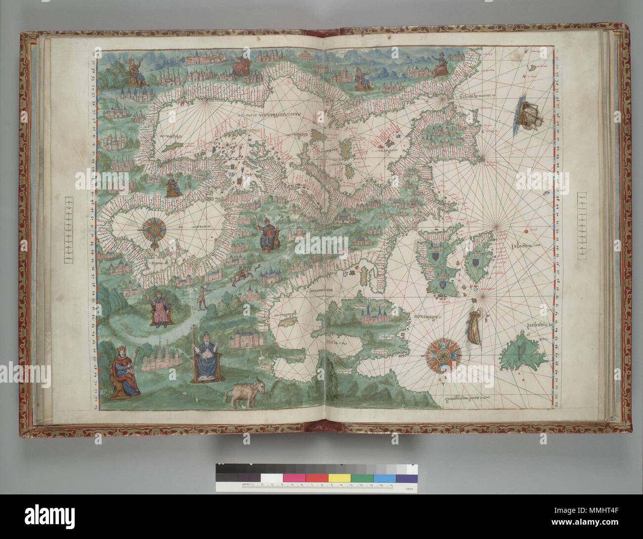 . Englisch: Europa und Nordafrika. HM 29 "vallard Atlas". PORTOLAN ATLAS Italien, 16. Jahrhundert Rufnummer: HM 29 Folio: w. 10 Beschreibung: Europa und Nordafrika. . 1547. Anonyme portugiesischen Kartographen Europa und Nordafrika. HM 29. PORTOLAN ATLAS, anonym (Dieppe, 1547) Stockfoto