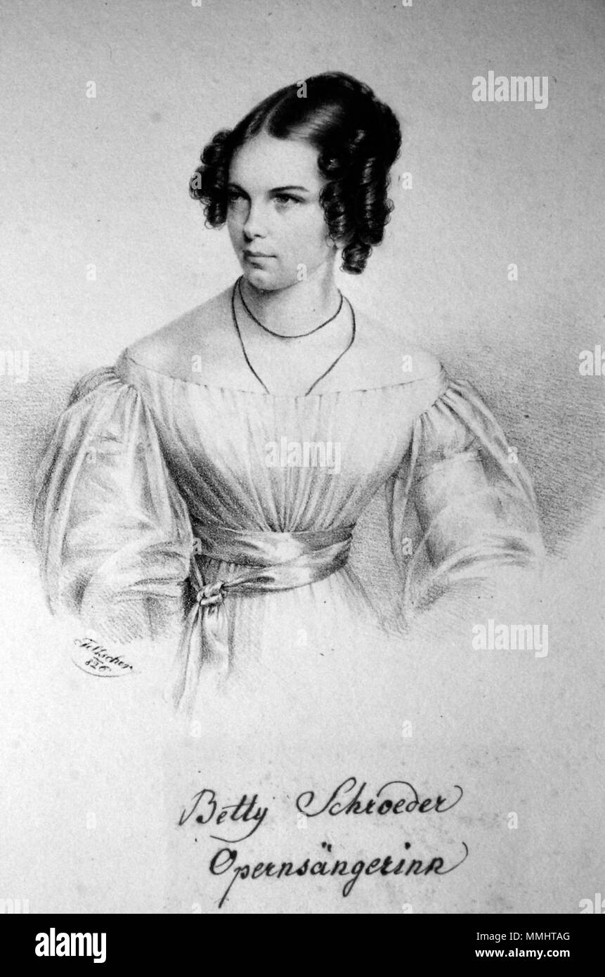 . English: Betty Schroeder, verehelichteSchmidt (1806-1887), Tochter von Sophie Schroeder. Die deutsche Sängerin und Plant. Lithographie von Josef Eduard Teltscher, 1826. 1826. Josef Eduard Teltscher (1801-1837) Betty Schroeder Litho Stockfoto