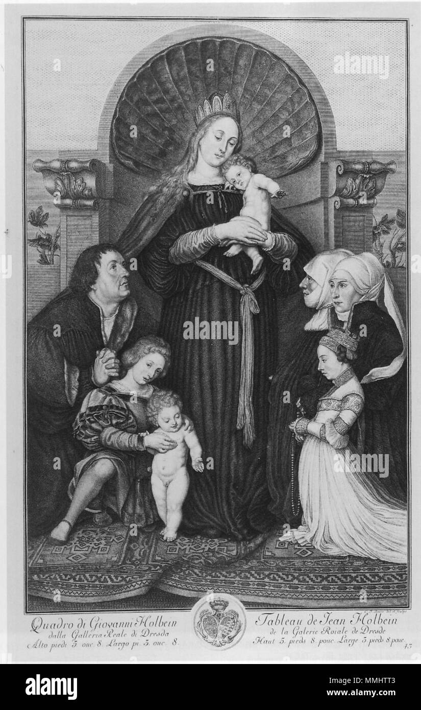 . Englisch: Kupferstich des Dresdner Madonna, wie es später nur eine Kopie von Hans Holbein des Jüngeren Madonna gedreht. . Siehe Beschreibung/gescannt. Apr. 2008. Christian Friedrich Boetius (1706-1782) Alternative Namen Christian Friedrich Boëtius, Christian Friedrich Böthius, Christian Friedrich Boece Beschreibung deutscher Graveur Geburtsdatum / Tod am 1. April 1706 13. Dezember 1782 Ort der Geburt / Todes Leipzig Dresden Standort Dresden Authority control: Q 1079570 3216427 ISNI VIAF:?:? 0000 0001 1872 3811 500056997 GND ULAN:?:??: 125985975 116225807 SUDOC Hans Holbein Stockfoto