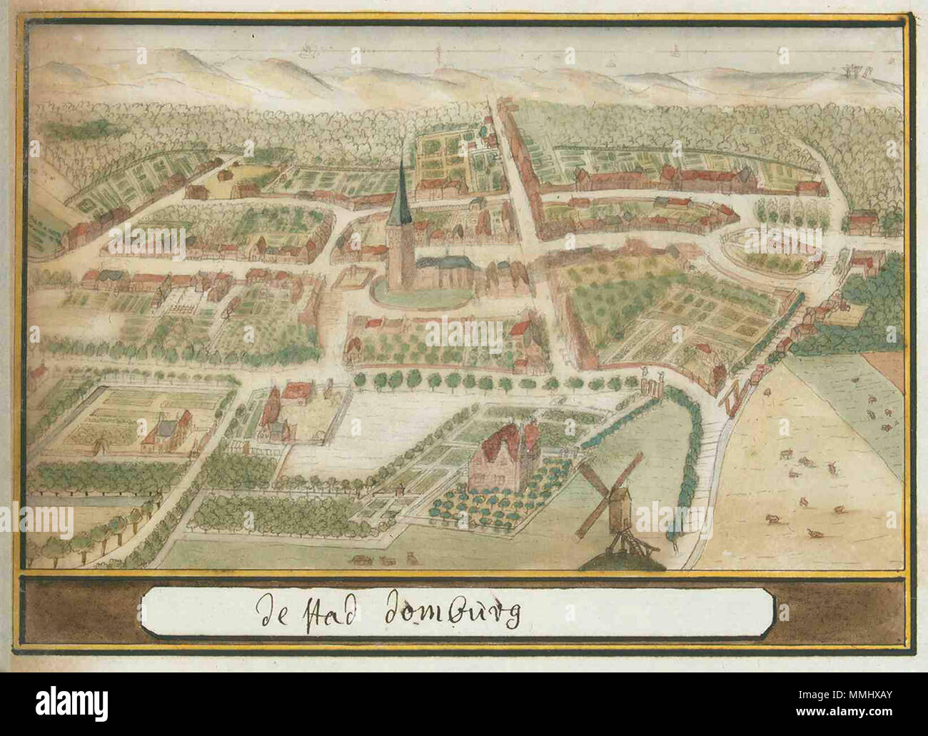 . Nederlands: Beschryvinge van Zeeland Atlas Schoemaker: Zeeland Domburg. zwischen 1710 und 1735. Atlas Schoemaker - ZEELAND-1048 R - Zeeland Domburg Stockfoto