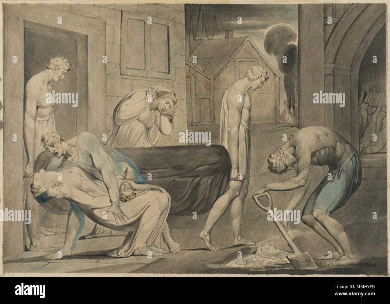 . Englisch: Blake Pestilenz c 1805 Feder und Aquarell Museum der Bildenden Künste Boston. 30 November 2010, 13:51:45. William Blake (1757 - 1827) Alternative Namen W. Blake; Uil" iam Bleik Beschreibung britische Maler, Dichter, Schriftsteller, Theologe, Sammler und Graveur Geburtsdatum / Tod 28. November 1757 12. August 1827 Ort der Geburt / Todes Broadwick Street Charing Cross Standort London Authority control: Q 41513 VIAF:?:? ISNI 54144439 0000 0001 2096 135 X ULAN:?? n 500012489 LCCN: 78095331 NLA:? 35019221 WorldCat Blake Pestilenz c 1805 Feder und Aquarell Museum der Bildenden Künste Boston Stockfoto