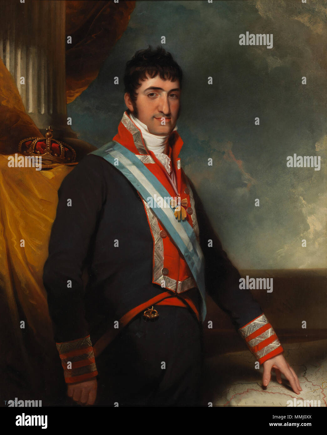 . Español: Retrato del Rey Fernando VII de España (1784-1833), Que fue hijo del Rey Carlos IV. y Padre de Isabel II. Español: Fernando VII, rey de España Englisch: Ferdinand VII. von Spanien. 1814. Fernando VII (William Collins) Stockfoto