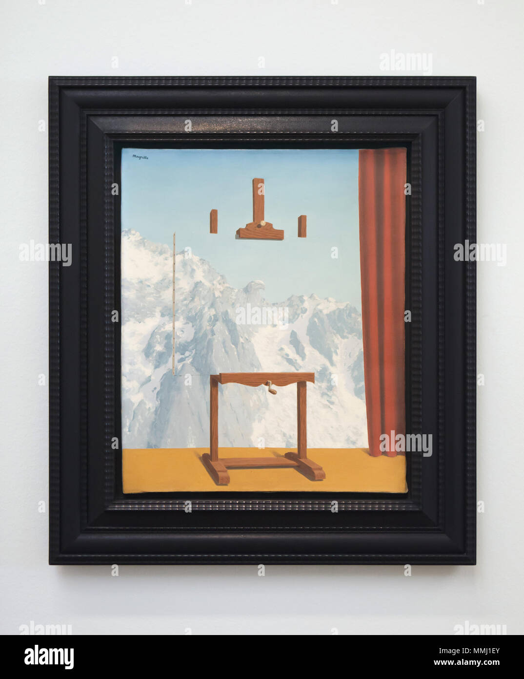 Gemälde "L'appel des Cimes" ("Der Ruf der Berge"), die von den belgischen Surrealisten René Magritte (1943), die auf der Ausstellung "WOW! Das Heidi Horten Collection" im Leopold Museum in Wien, Österreich. Die Ausstellung der Meisterwerke aus einer der eindrucksvollsten Europäischen Privatsammlungen läuft bis 29. Juli 2018. Stockfoto