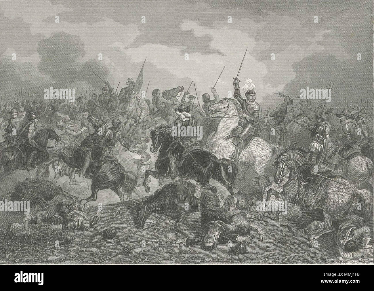 . Englisch: Schlacht von Turnhout von Jan Frederik Christiaan Reckleben (1857). 5. April 2011, 15:39:42. Jan Frederik Christiaan Reckleben Schlacht von Turnhout (1597) Stockfoto