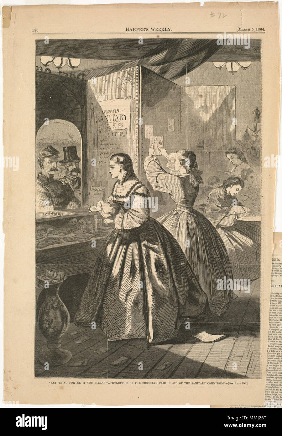 . Englisch: File name: 10 09 000072 Titel: "Jede Sache, die für mich, wenn Sie bitte?" -- Post von der Brooklyn Messe in Hilfe der Sanitär Kommission Creator/Contributor: Homer, Winslow, 1836-1910 (Künstler) Ausgabedatum: 1864-03-05, Physische Beschreibung drucken: 1: holzstich Genre: Holzstiche; periodische Illustrationen Hinweise: Erschienen in: Harper's Weekly, Band VIII, 5. März 1864, S. 156.; Unterschrift eingraviert: Homer. Sammlung: Winslow Homer Sammlung Ort: Boston Public Library, Drucken Abteilung Rechte: Keine bekannten Einschränkungen Flickr Daten auf 2011-08-11: Kamera: Sinar AG Sinarback 54 Stockfoto