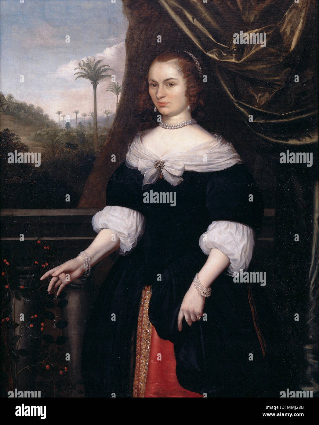 . Anhänger der Datei: Jan Valckenburgh (1623-1667) von Daniel Vertangen.jpg Dina Lems (overl. 1675), Jan van Valckenburgh echtgenote (1623-'67), Dina Lems (-1675) von Daniel Vertangen Stockfoto