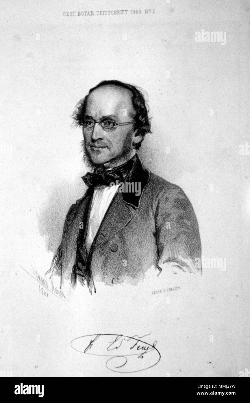 . English: Eduard Fenzl (1808-1879), österreichischer Botaniker, Lithographie von Eduard Kaiser, 1861. 1861. Eduard Kaiser (1820-1895) Eduard Fenzl Litho Kaiser Stockfoto