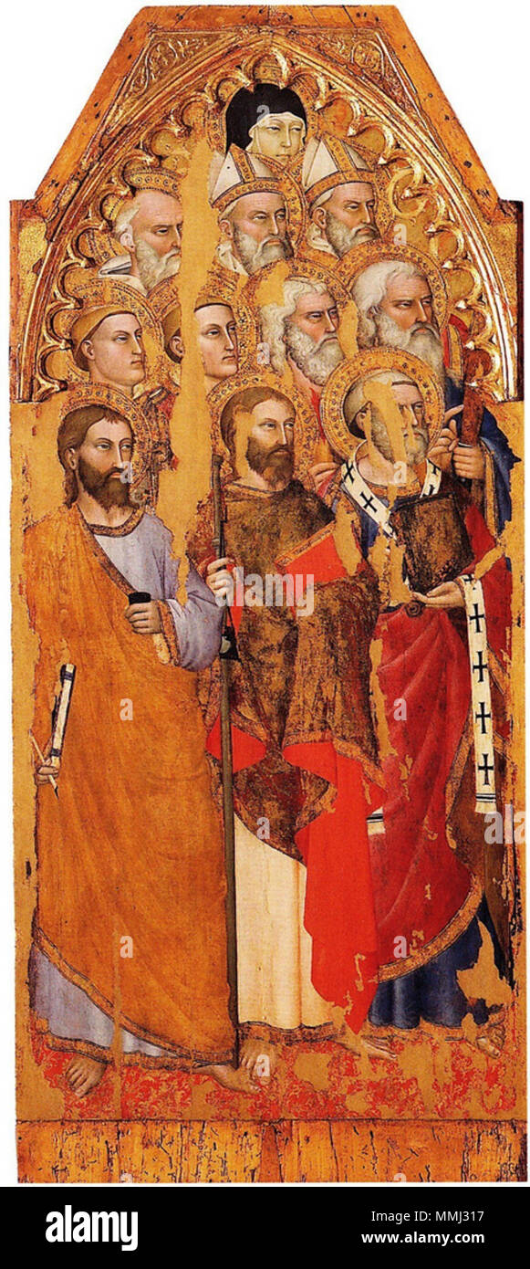 . Englisch: Elf Heiligen, 1365-1369, Galleria Sabauda Turin. . Juli 2011, 06:27:28. Giovanni da Milano (1325-1370) Alternative Namen Giovanni da Como; Johannes Jacobi de Commo; Giovanni di Jacopo di Guido da Kaverzaio; Giovanni da Milano Beschreibung italienischer Maler Geburtsdatum / Tod 1325 1370 Ort der Geburt Valmorea Arbeiten Zeitraum 1350 - 1369 (mittelalterlichen) Arbeit Ort Mailand, Florenz Authority control: Q 2628927 VIAF:?? 500012251 100384768 ULAN: LCCN:?n 88020960 WGA:? GIOVANNI DA MILANO GND:? 121656705 WorldCat elf Heiligen, 1365-1369, Galleria Sabauda Turin. Stockfoto