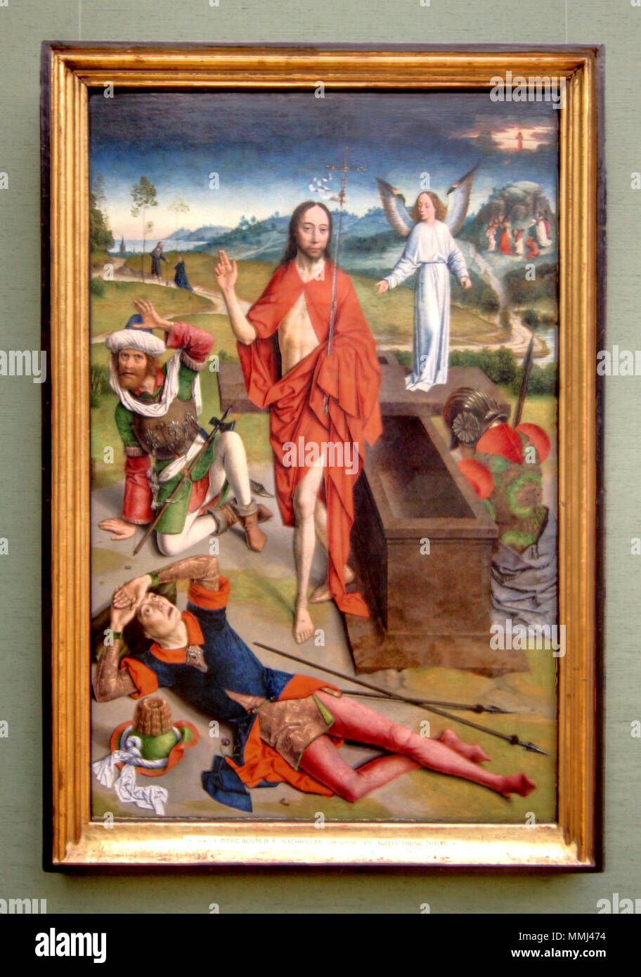 . Dieses Objekt ist in RKDimages, Datenbank der Niederländischen Institut für Kunstgeschichte indiziert, unter der Referenz 69616. Čeština | Deutsch | Français | македонски | Nederlands | + / - Englisch: Die Auferstehung. 1485. Anhänger von Dieric Bouts - Auferstehung Stockfoto