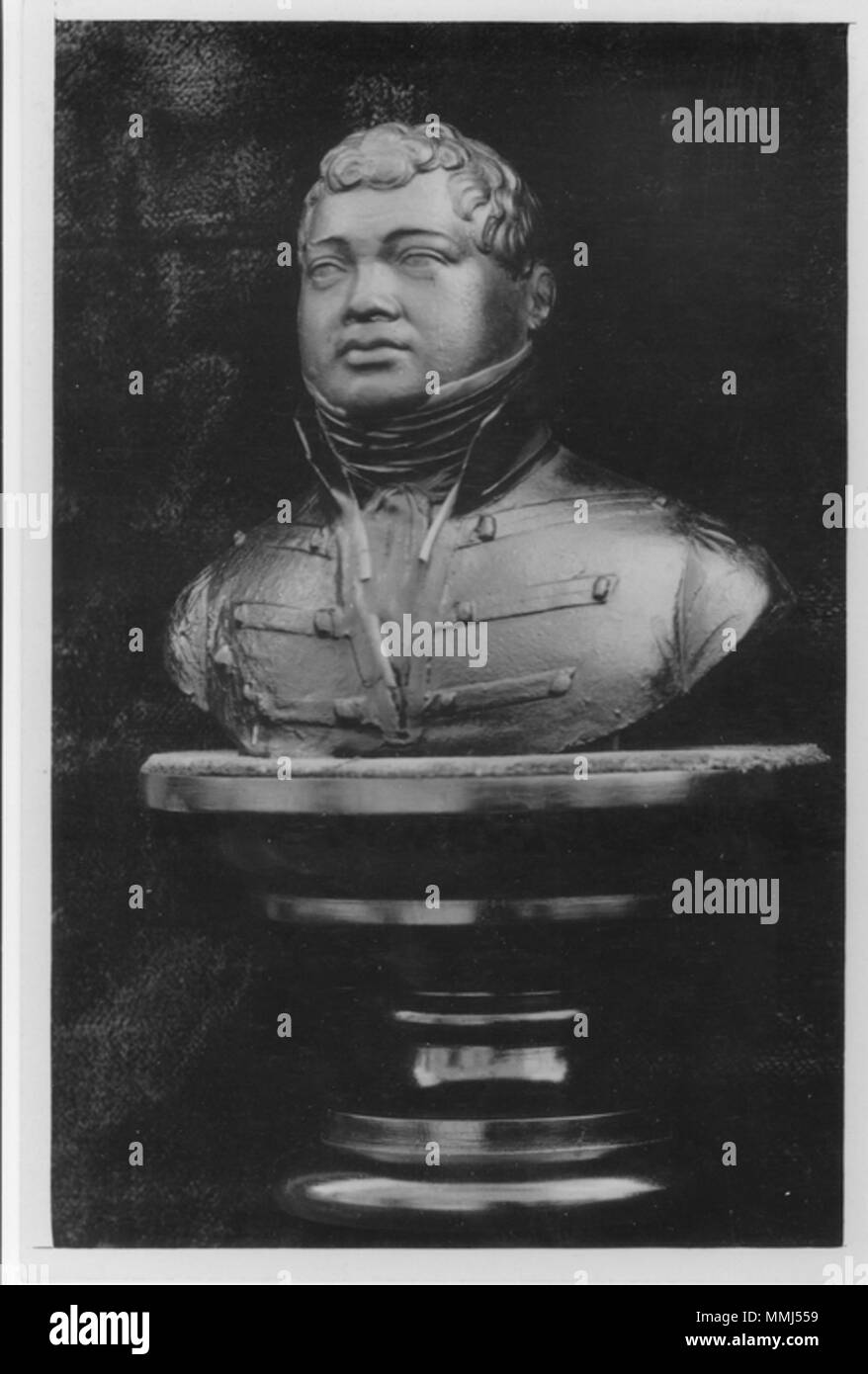 . Englisch: Wachs Portraitbüste von liholiho (Kamehameha II), in London und New York an Bord der Blonde brachte mit dem Körper des verstorbenen König und Königin Kamamalu. Seine Präsentation für die Hinterbliebenen Gericht in Honolulu von Lord Byron im Mai 1825, wurde anlässlich der viel Kummer und Weinen. Geschenk an Bischof Musem (Nr. 8052) durch Frau E.K. Pratt, l897. . Ca. 1824. Unbekannt, Bishop Museum 1897 gestiftet von Frau Elizabeth Kekaaniau Pratt Büste von Kamehameha -97-6 II (PP-005) Stockfoto