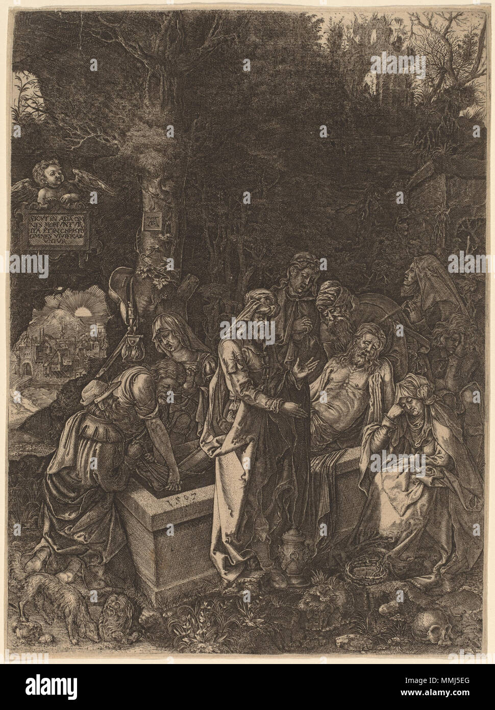 R -20111115-0001.jpg flämischen Stil des 17. Jahrhunderts, Albrecht Dürer, die Grablegung, Anfang des 17. Jahrhunderts, Gravur auf Bütten, Geschenk von Ruth B. Benedikt flämischen Stil des 17. Jahrhunderts, Albrecht Dürer - die Grablegung Stockfoto