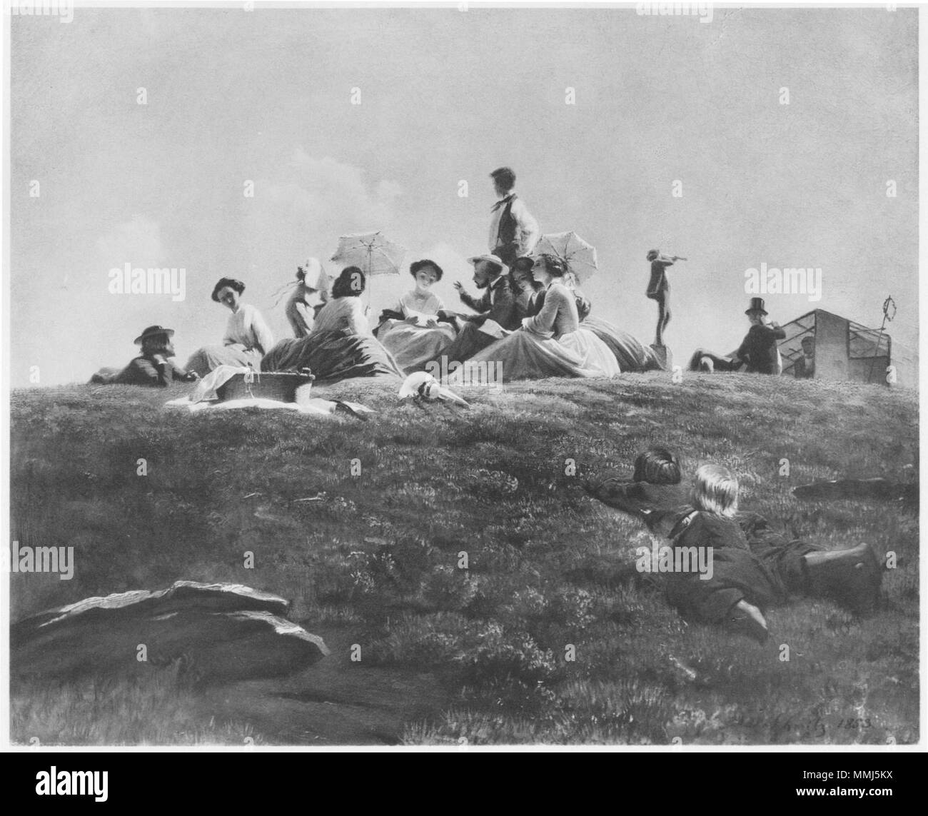 Deutsch: Auf dem Feldberg. 1853. Adolf Schmitz mit dem Feldberg Stockfoto