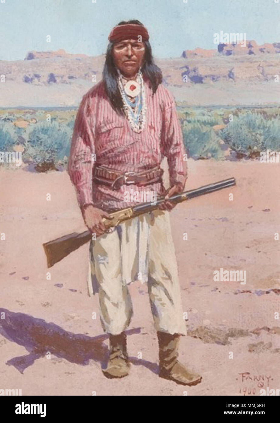 Der Apache oder einen Apache Warrior. 1900. Farny 44 Stockfoto