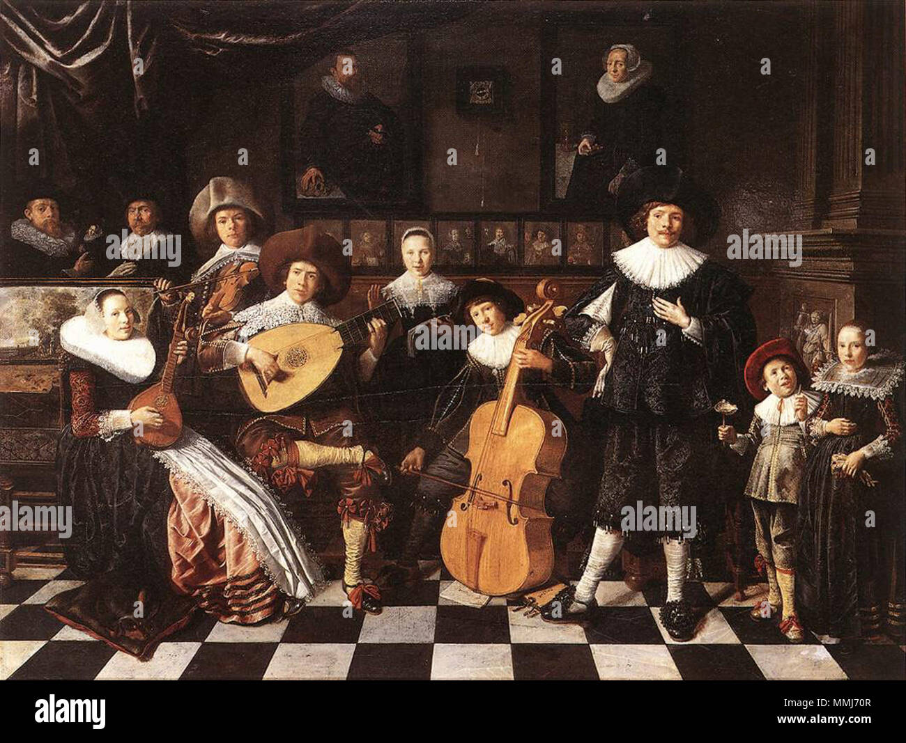 Englisch: Family Portrait von Jan Miense Molenaer Nederlands: Familie portret van Jan Miense Molenaer. ca. 1635. Familie Musik machen c 1630 s Jan Miense Molenaer Stockfoto