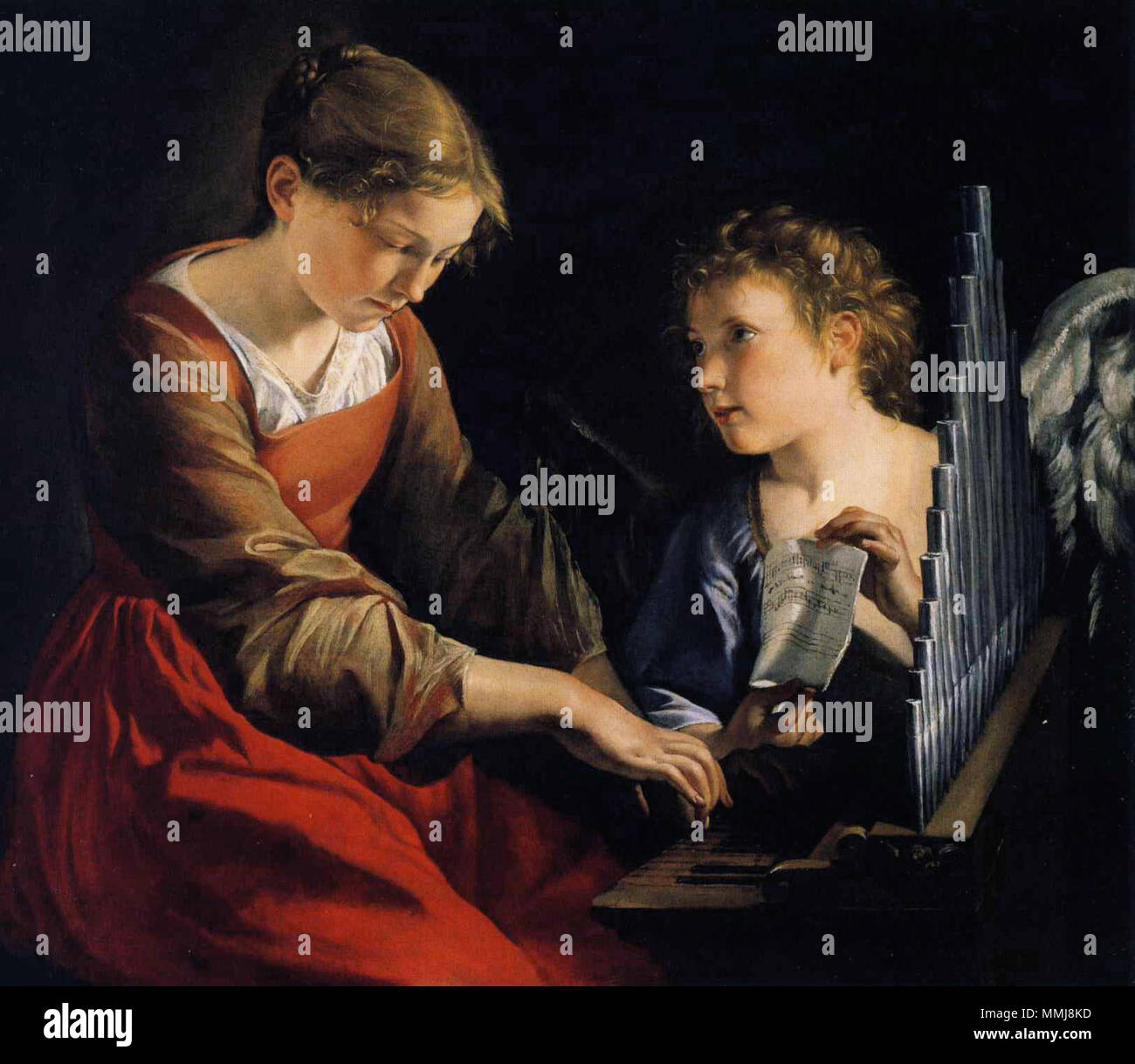 Die Saint Cecilia mit einem Engel. zwischen 1618 und 1621. Orazio Gentileschi - Saint Cecilia mit einem Engel Stockfoto
