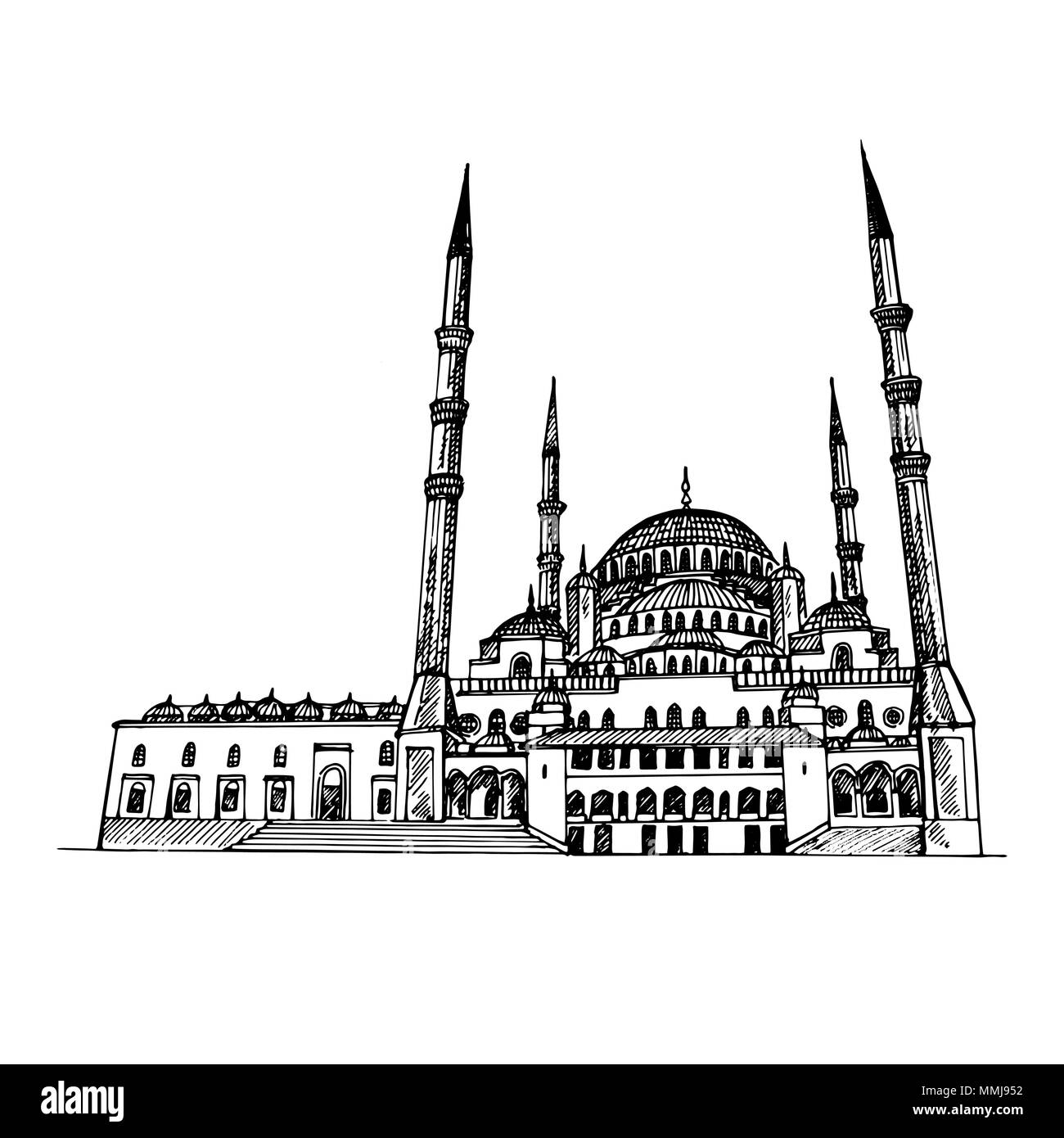 Handskizze stil Hagia Sophia auf weißem Hintergrund. Vector Illustration. Stock Vektor