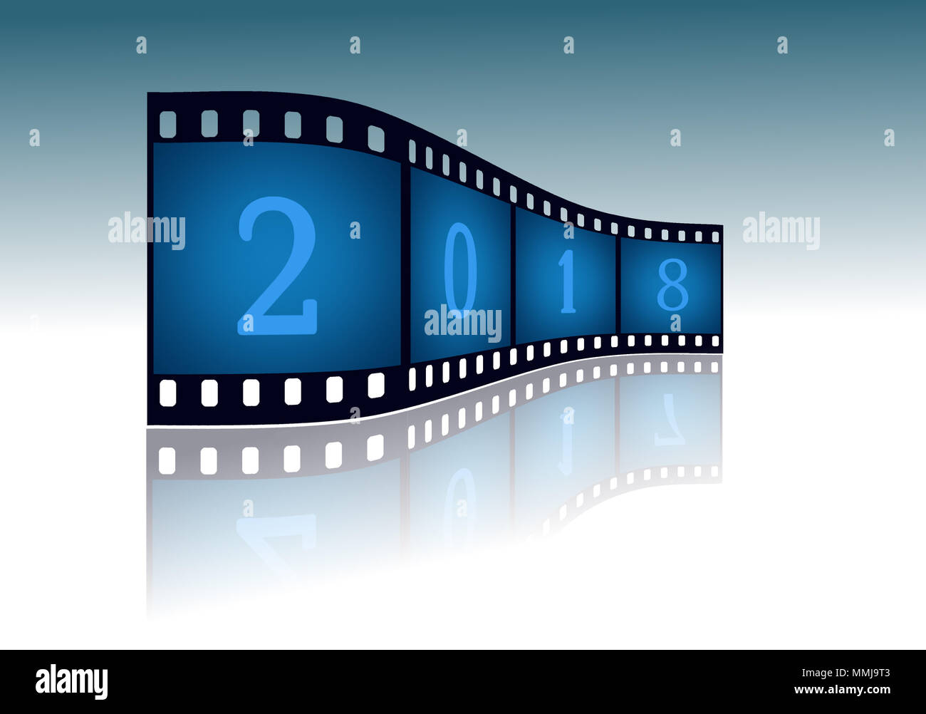 Filmstreifen mit Tag des neuen Jahres 2018 Stockfoto