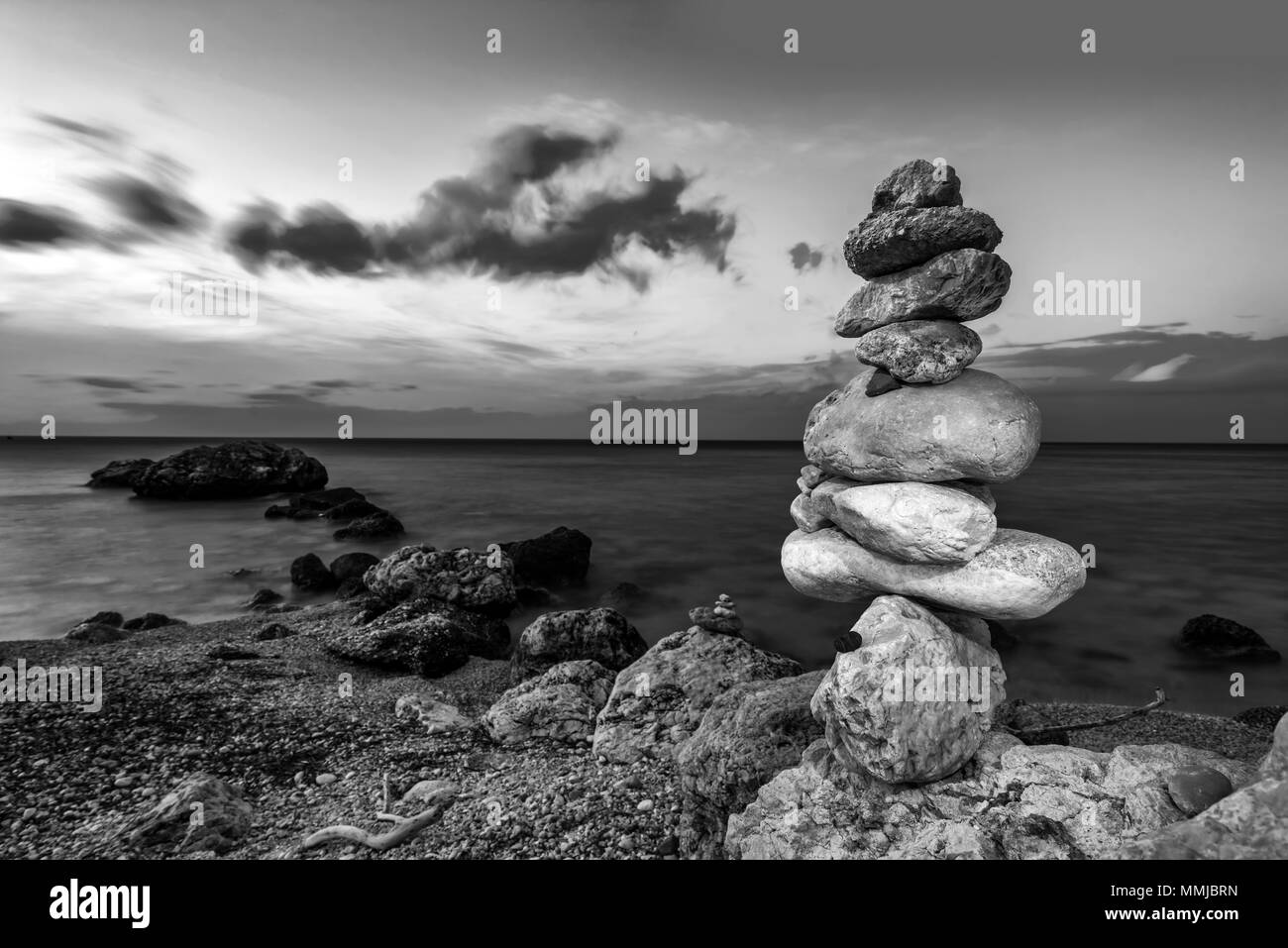 Steine Balance und Wellness retro Spa Konzept inspiration Zen - wie Stockfoto