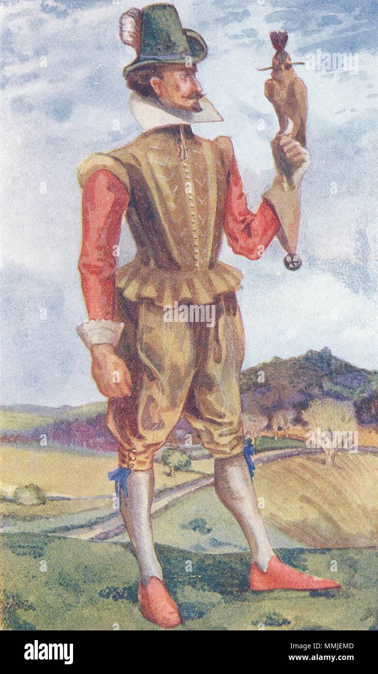Kostüm. Ein Mann von König James I 1603-1625 1926 alte vintage Bild drucken Stockfoto